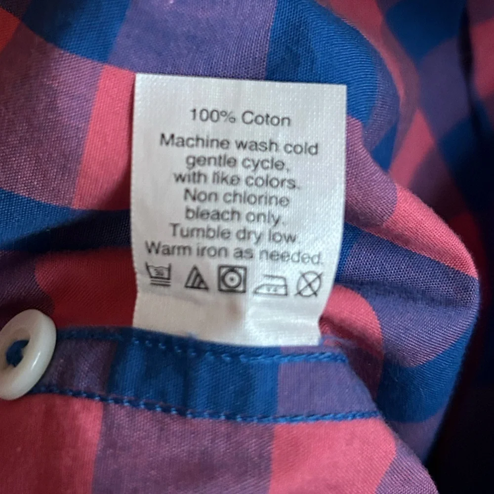 J. Crew Men’s Slim Fit Full Button Collared Dress Shirt  Large Pink Blue Plaid